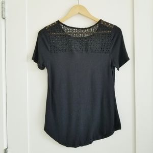 OLD NAVY lace yoke ruched short sleeve top